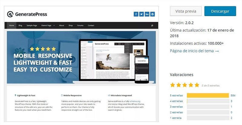 GeneratePress optinion de los usuarios