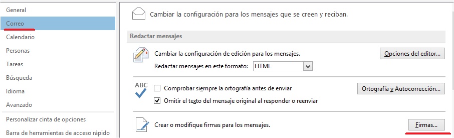 crear firma Outlook 2013