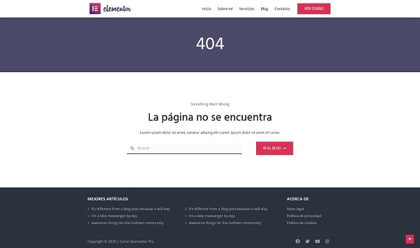 404 plantilla elementor