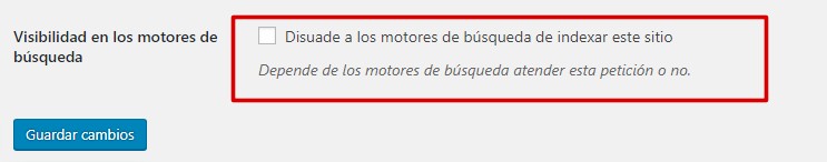 Ajustes de lectura Visibilidad en los motores de busqueda