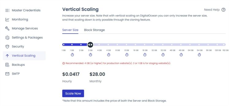 cloudways vertical scaling