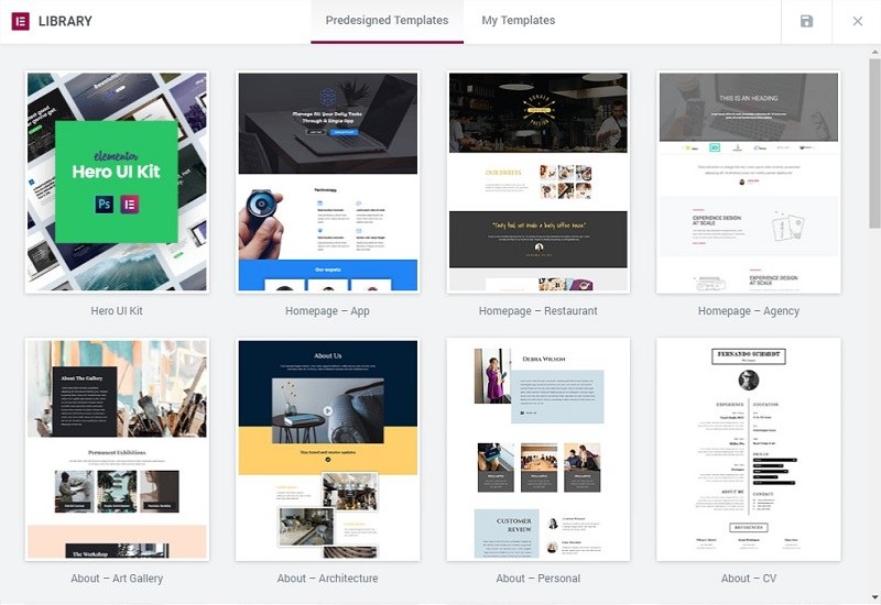 Elementor Template Library