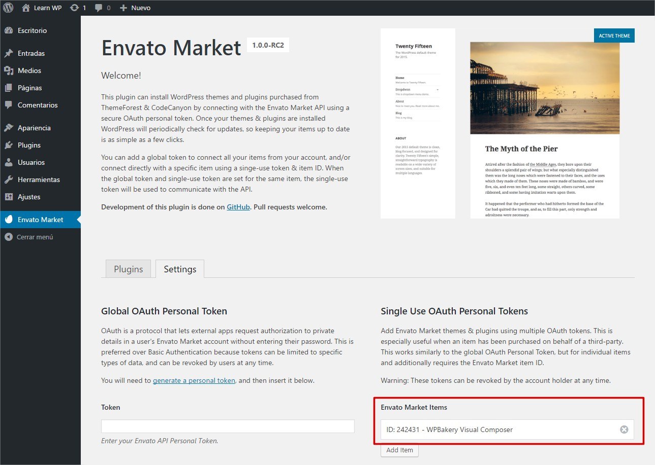 Envato Market plugin add item