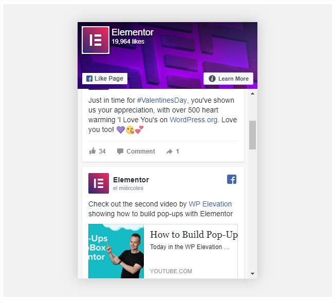 Facebook Widgets elementor pro