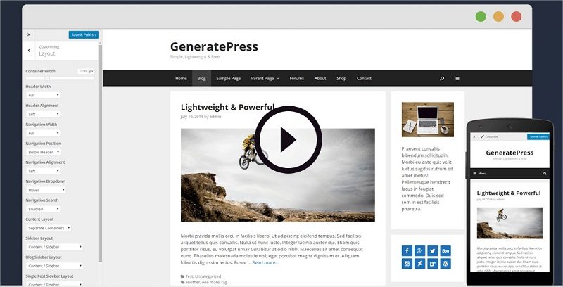 GeneratePress - Lightweight- Responsive WordPress Theme