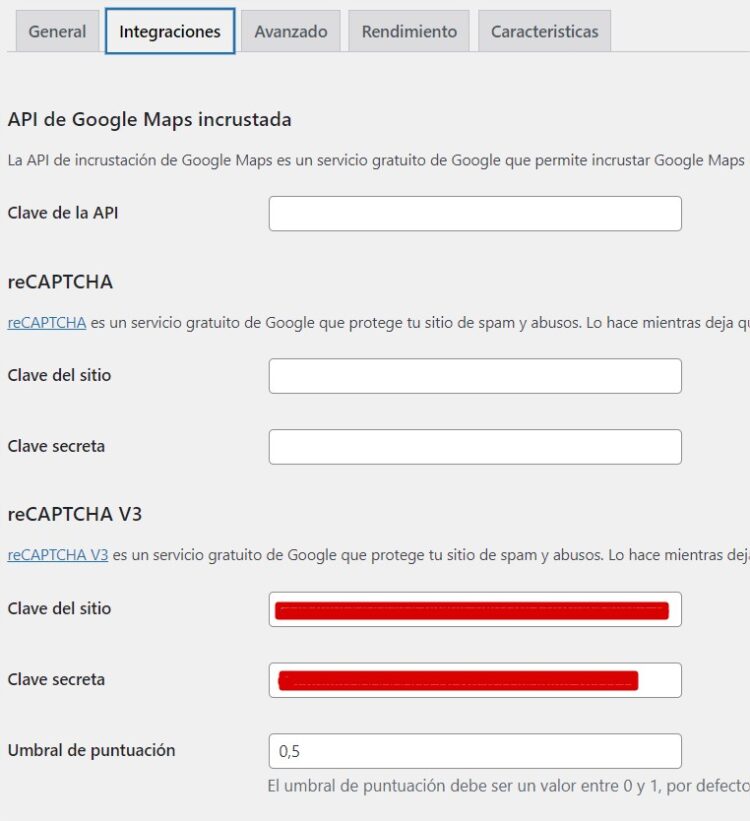 integraciones recaptcha elementor