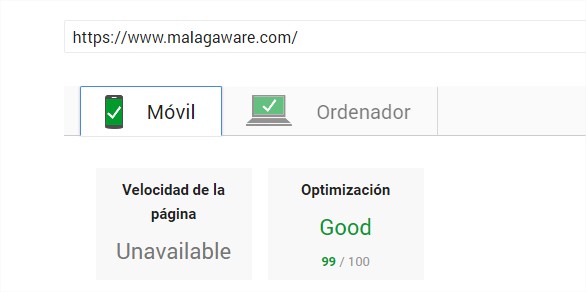 PageSpeed Insights movil test