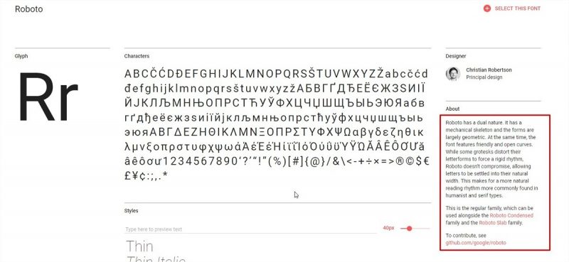 Roboto - Google Fonts descripcion