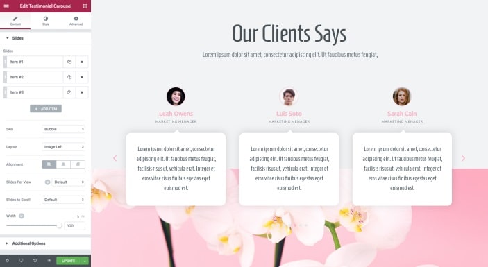 Testimonial-Carousel-widget Elementor-Pro