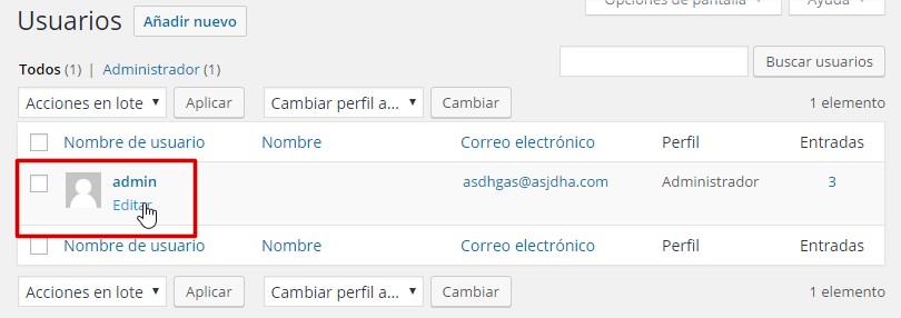 Usuarios wordpress