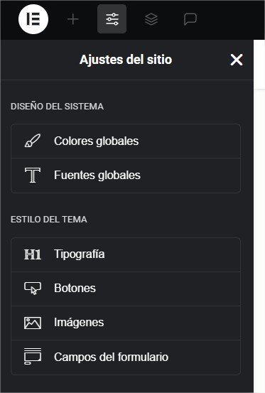 ajustes globales elementor