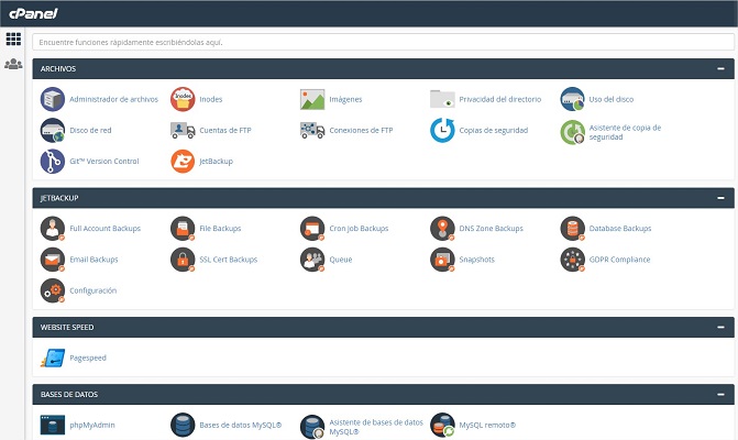 cPanel en español