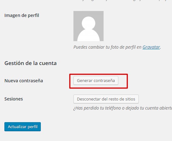 cambiar password usuario wordpress