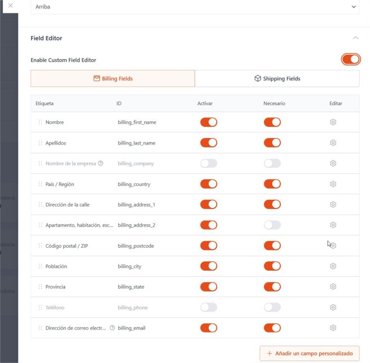 cartflows editor de campos checkout
