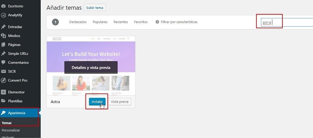 como instalar plantilla en WordPress