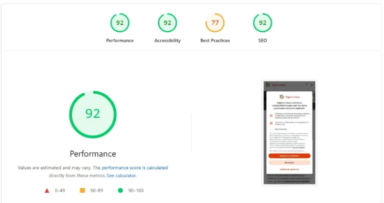 cronico viajero pagespeed