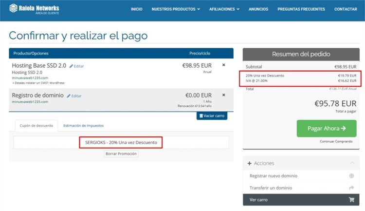 descuento raiola networks 20%