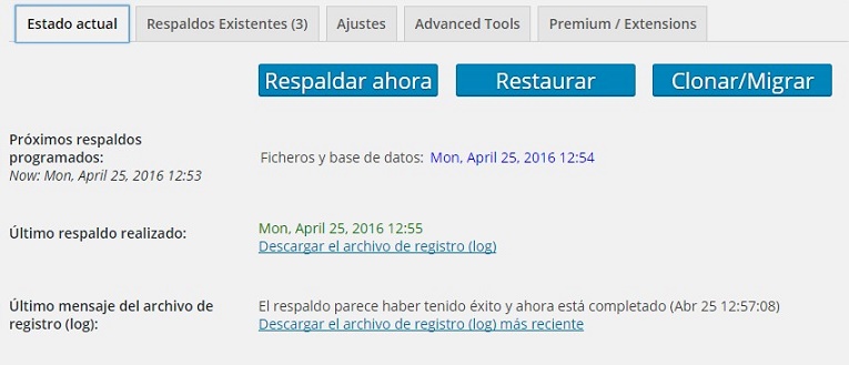 Crear un Backup de WordPress