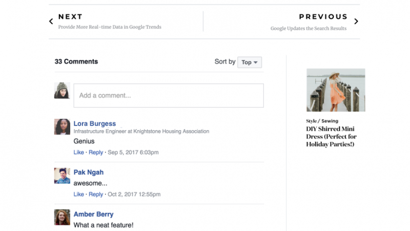 Widget Facebook Comments
