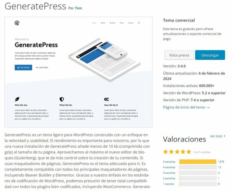 generatepress valoraciones