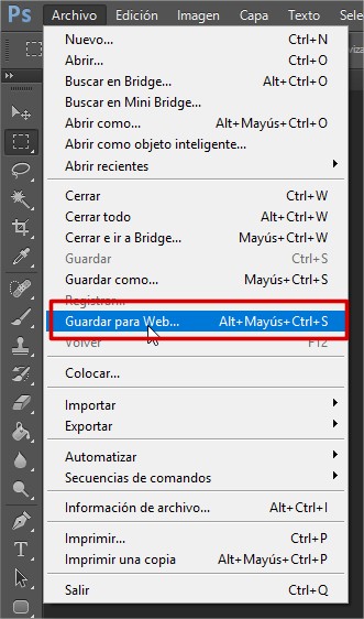 guardar para web Photoshop