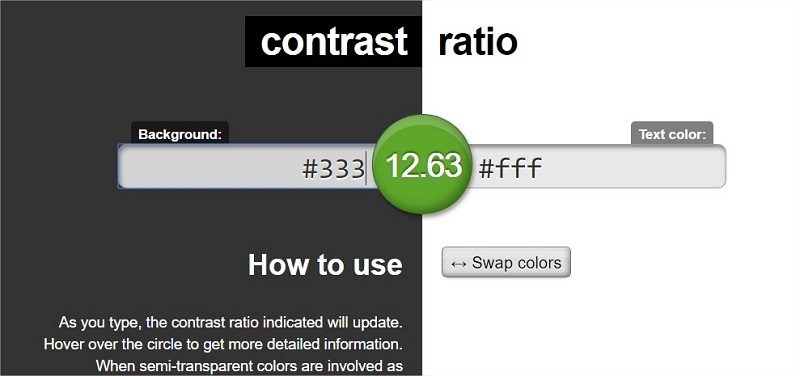 herramienta para calcular contrast ratio tipografía