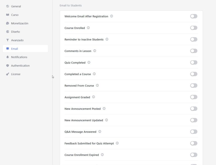 notificaciones por email tutor lms