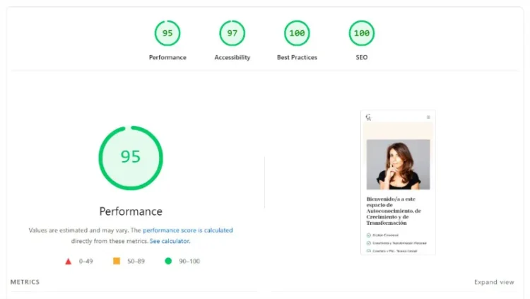 pagespeed cristina de armas
