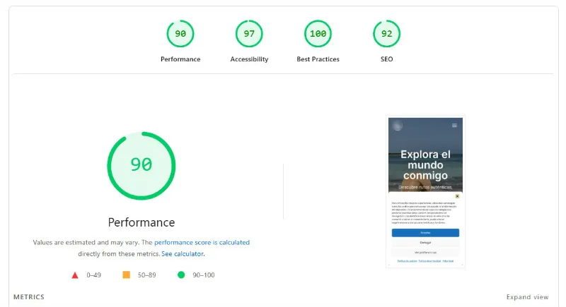 pagespeed tusmaletasylasmias