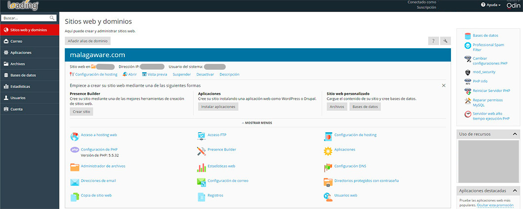 panel-de-control-plesk-hosting-loading