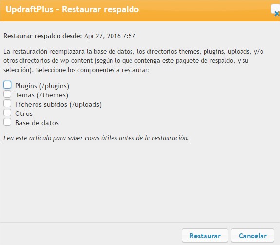 restaurar backup wordpress